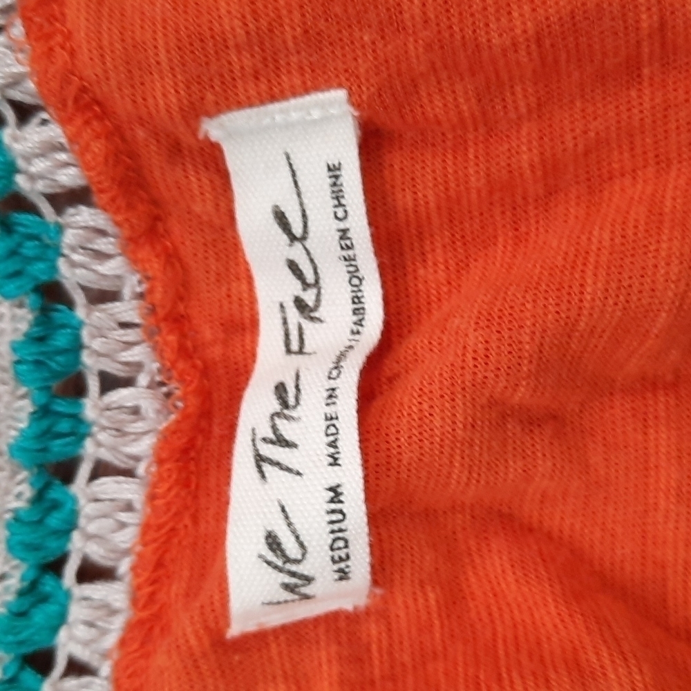 Free People Coral We The Free Bora Bora Crochet Trim RacerTank Top - Picture 2 of 5